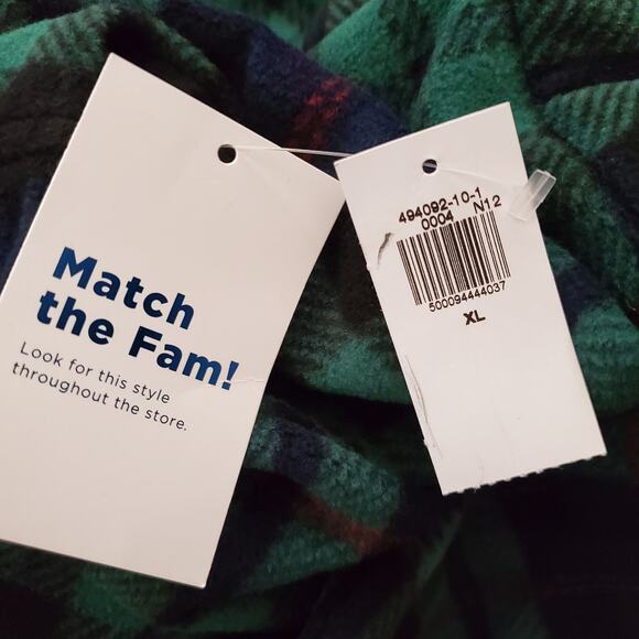 Old Navy XL Green/Blue/Red Plaid Fleece Henley Pajama Romper New - Picture 4 of 6